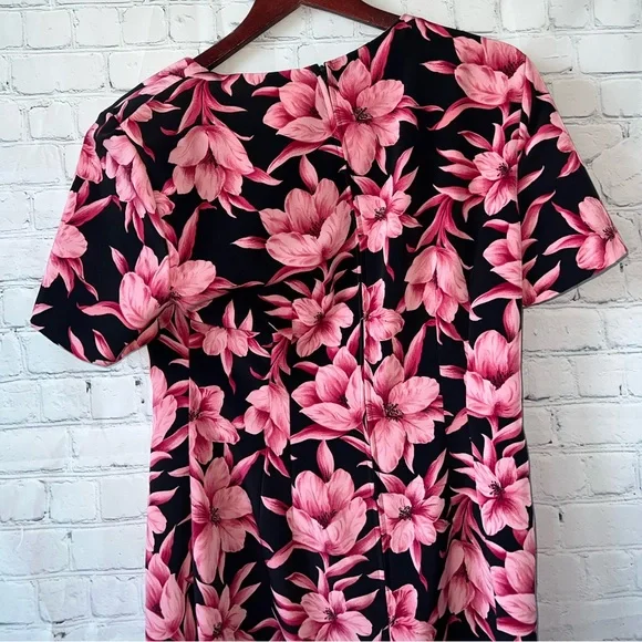 Sag Harbor Black & Pink floral short sleeve dress size 10 - Picture 10 of 11